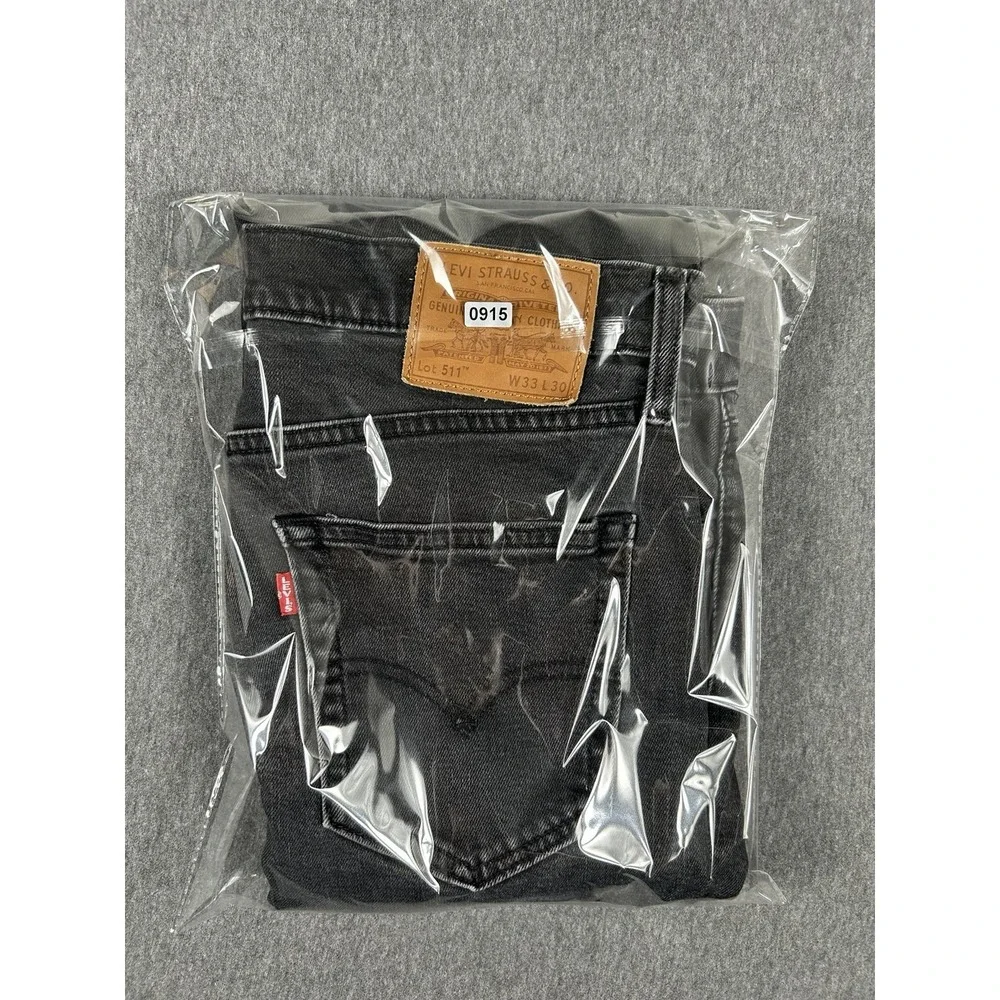 Levi's 511‎ Big E Premium Slim Fit Stretch Jeans Faded Black Denim Men's 33x30